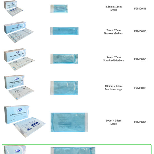 F2M004F F2 Self Sealing Sterilisation Pouches 300mm x 400mm SIZES