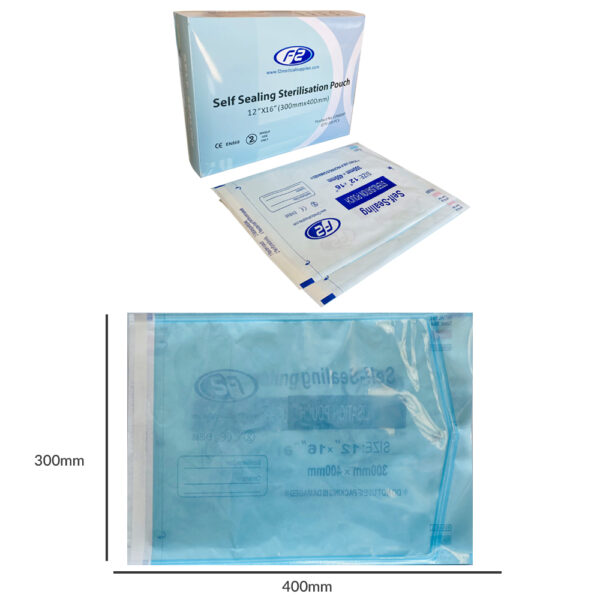 F2M004F F2 Self Sealing Sterilisation Pouches 300mm x 400mm TN