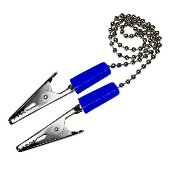 Bib Clips - Dental Napkin Bib Clips with Flexible Ball Chain - Blue 1 F2M041A Dental Bib Clips Ball Chain with Blue Clips F2 Medical Supplies