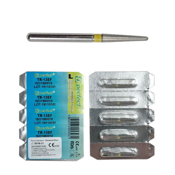 Dental Perfect Diamond Burs 5 Pack - Taper Round End TR:13EF - Extra Fine Grit - ISO: 198/018 1 Endo Perfect Diamond Burs TR13EF F2M169 F2 Medical Supplies