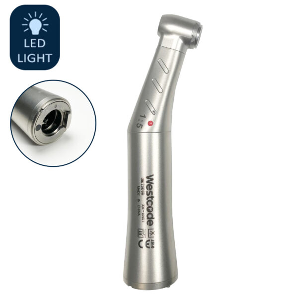 Fibre Optic Speed Increasing Contra Angle Handpiece 1:5 - LED 1 F2M183B WestCode 1 5 Speed Increasing Red Band Dental Handpiece