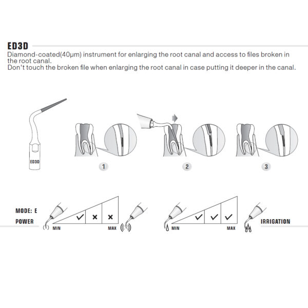DTE Satelec Compatible Endodontic Ultrasonic Scaling Tip - ED3D 4 DTE ED3D Endo Ultrasonic Scaler Tip Use F2 Medical Supplies