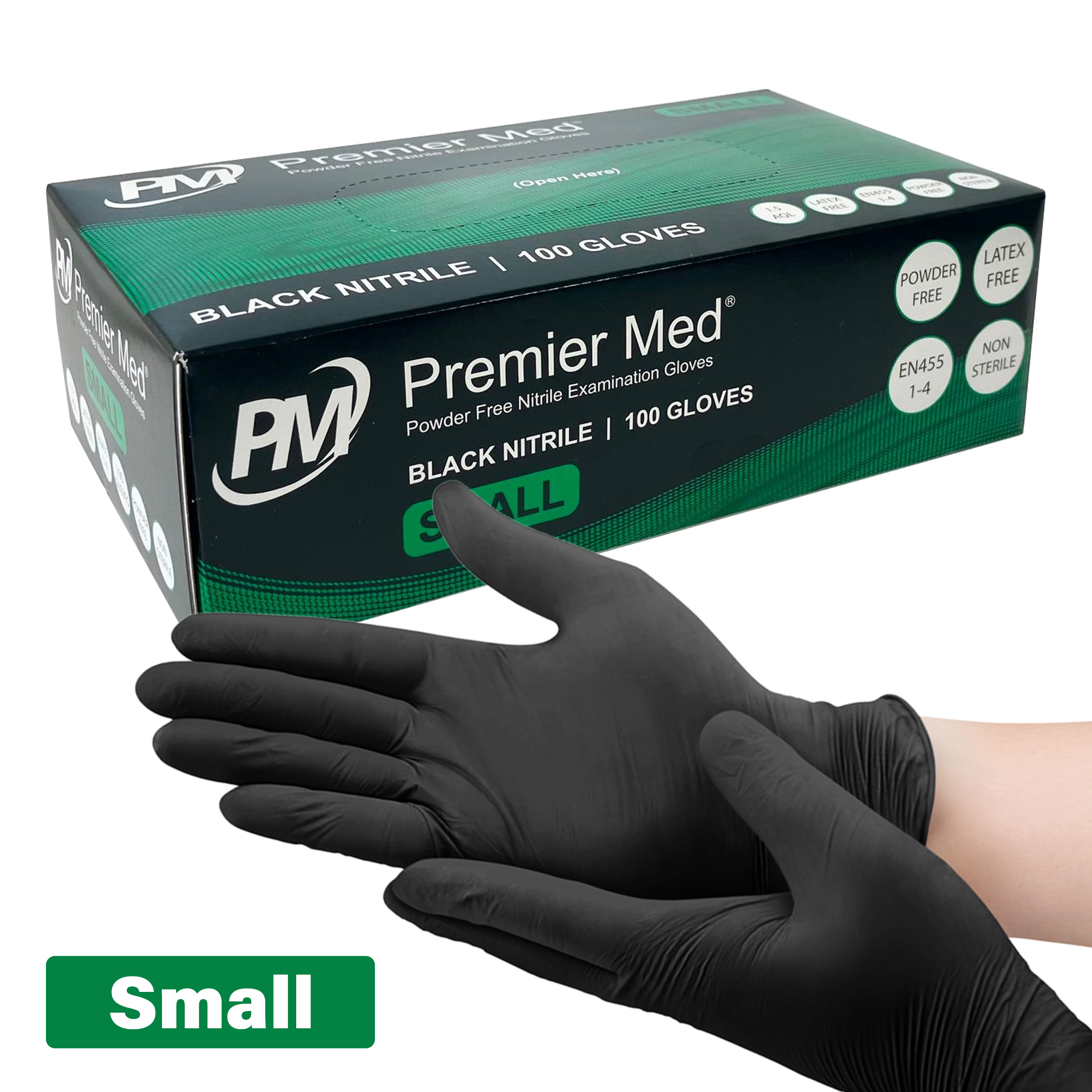 Small - Black Premier Med Nitrile Gloves (100) 1 Small - Black Premier Med Nitrile Gloves (100)