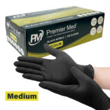 Medium - Black Premier Med Nitrile Gloves (100)