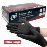 Extra Large - Black Premier Med Nitrile Gloves (100)