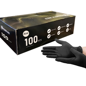 Black Premier Med Nitrile Gloves (100) - LARGE