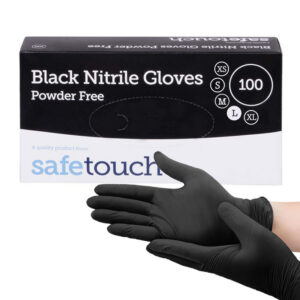 SafeTouch Black Nitrile Gloves (100) - LARGE