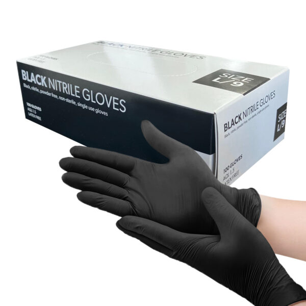Unigloves Black Nitrile Gloves (100) - LARGE 1 Unigloves Black Nitrile Gloves Large Size 9 1
