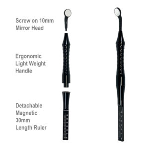 Royva Black Micro Mirror - Ultra Bright Endodontic Micro Mirror with Endo Ruler- 10mm Mirror Head
