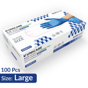 Unigloves Unicare Blue Nitrile Gloves (100 Gloves) - Size Large