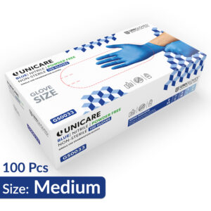 Unigloves Unicare Blue Nitrile Gloves (100 Gloves) - Size Medium