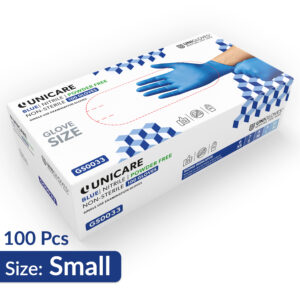 Unigloves Unicare Blue Nitrile Gloves (100 Gloves) - Size Small