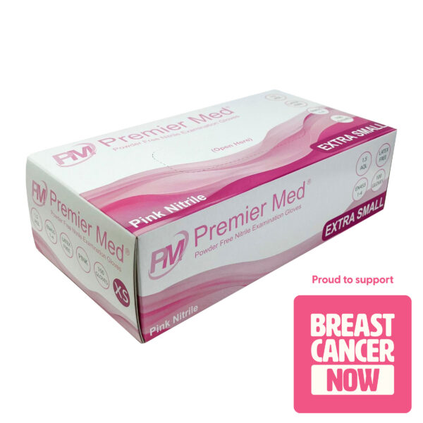PM011 PremierMed Pink Nitrile Gloves 100pcs Extra Small .02