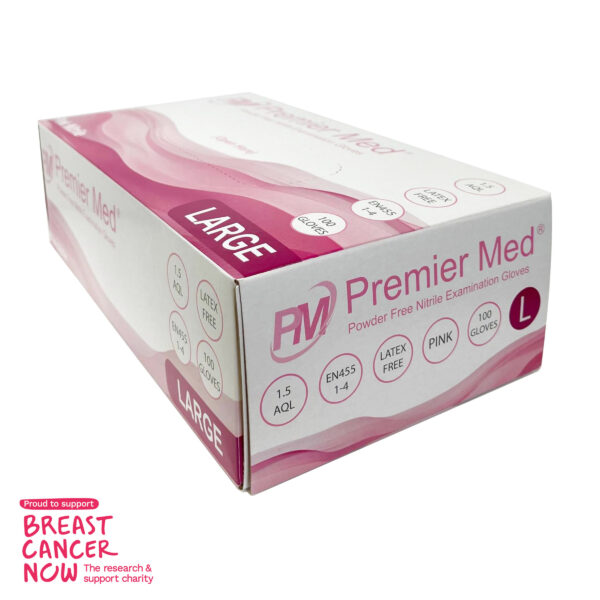 Premier Med Pink Nitrile Gloves (100pcs) - Large 2 PM014 PremierMed Pink Nitrile Gloves 100pcs BCN Large .2