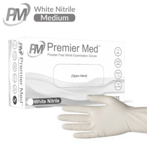 Premier Med White Nitrile Gloves (100pcs) - MEDIUM