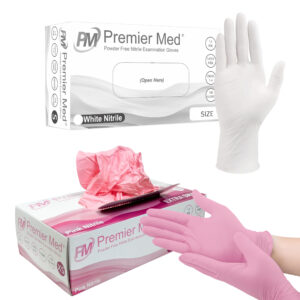 Pink / White Nitrile Gloves