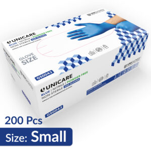 Unigloves Unicare Blue Nitrile Gloves (200 Pcs) - SMALL