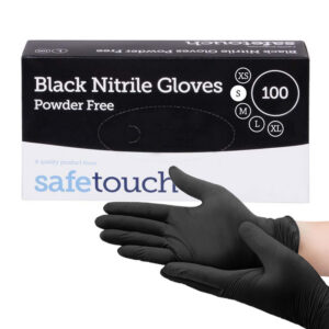 SafeTouch Black Nitrile Gloves (100) - Small