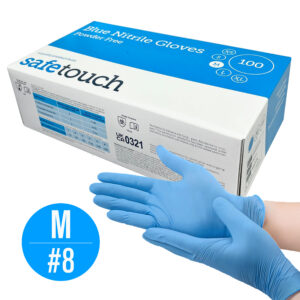 SafeTouch Blue Nitrile Gloves 100pcs - Size Medium