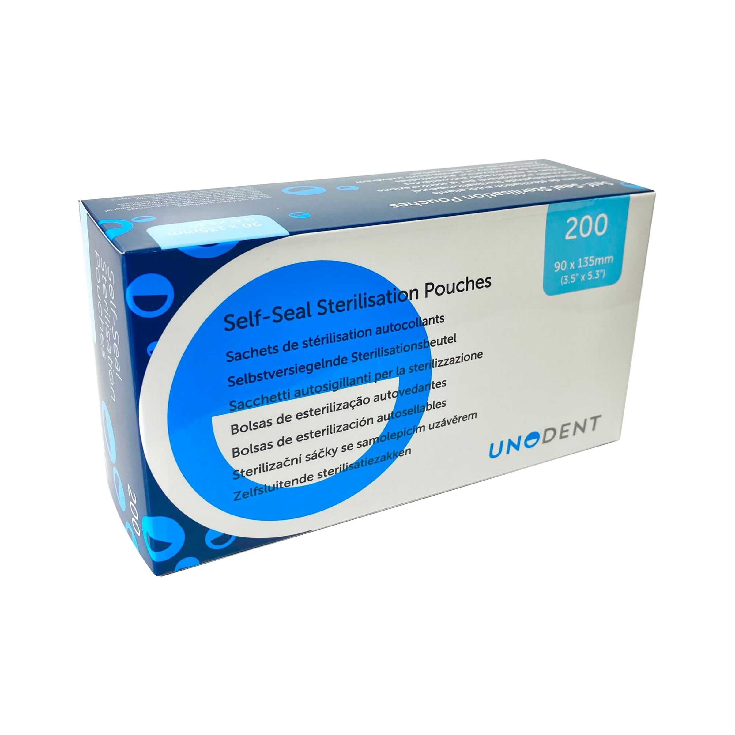 90mm X 130mm UNODENT Self-Seal Sterilisation Pouches Small (200 Box) 1 90mm X 130mm UNODENT Self-Seal Sterilisation Pouches Small (200 Box)