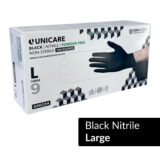 Unicare Black Nitrile Gloves 100pcs - Large (Size 9)
