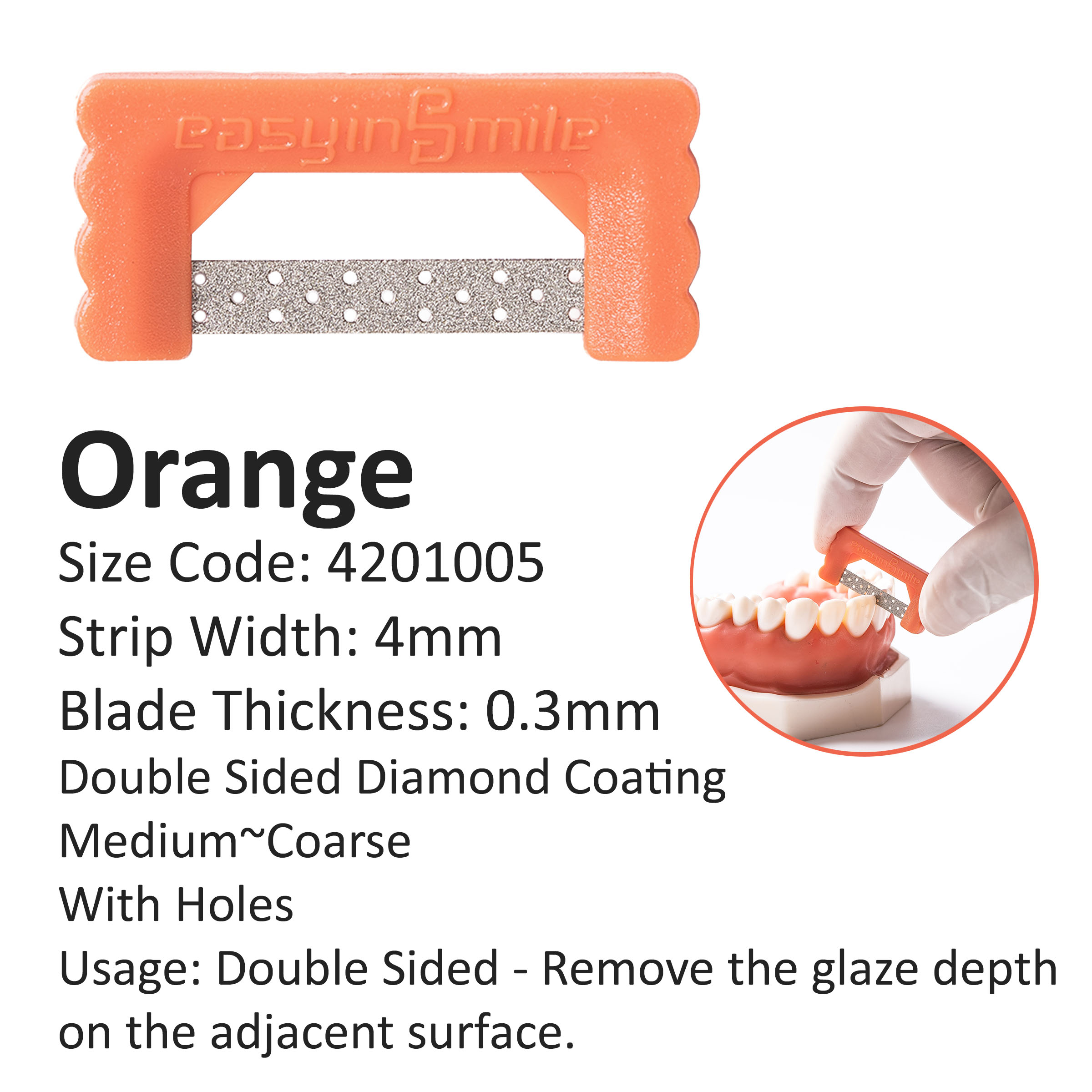 EasyinSmile IPR Stripping Blades 10pcs - Orange 4mm / 0.3mm Diamond Blade 2 EasyinSmile IPR Stripping Blades 10pcs - Orange 4mm / 0.3mm Diamond Blade - Image 2