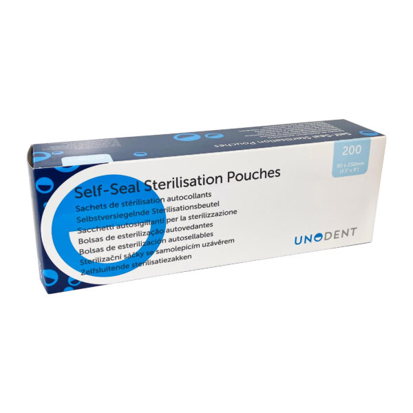 90mm X 230mm UNODENT Self-Seal Sterilisation Pouches Standard (200 Box)
